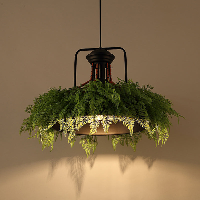 Barn-Style Metal Pendant Light – Antique Black LED Fixture, 18"/21.5" Wide