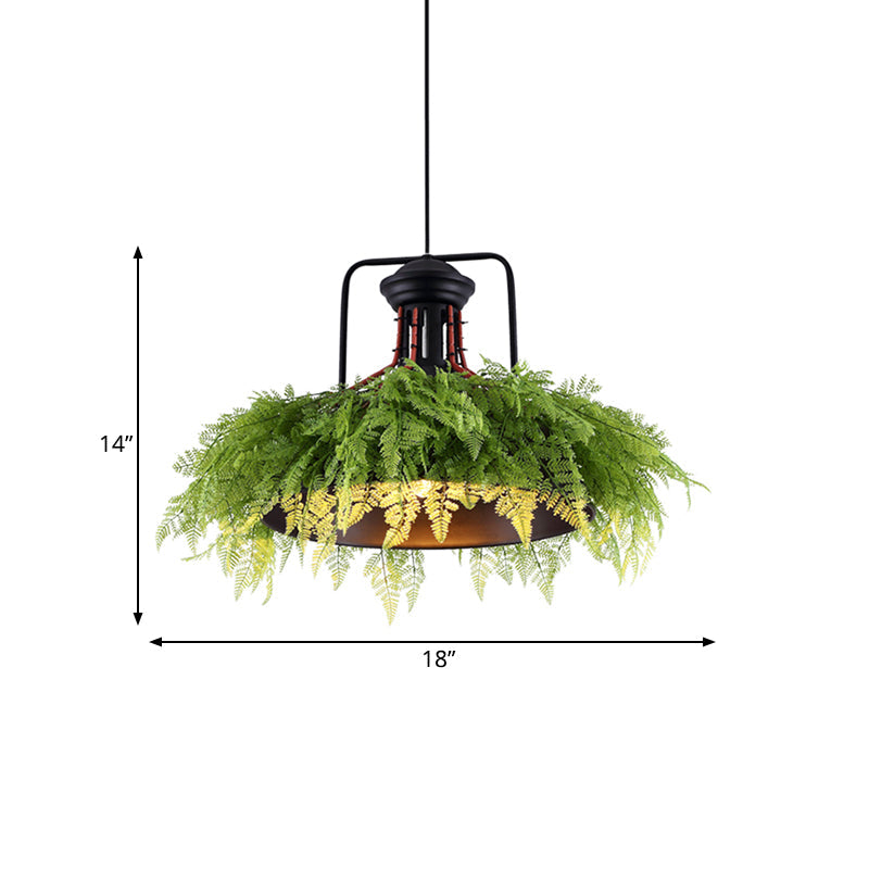 Barn-Style Metal Pendant Light – Antique Black LED Fixture, 18"/21.5" Wide
