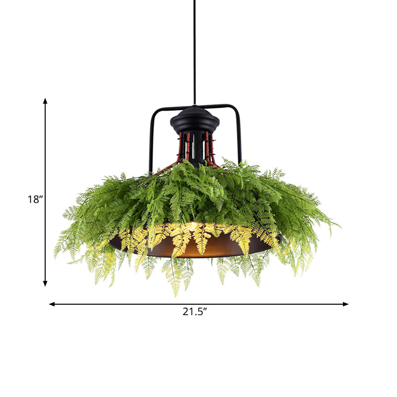 Antique Barn Metal Plant Suspension Pendant - 18/21.5 Black Led Ceiling Light For Restaurants