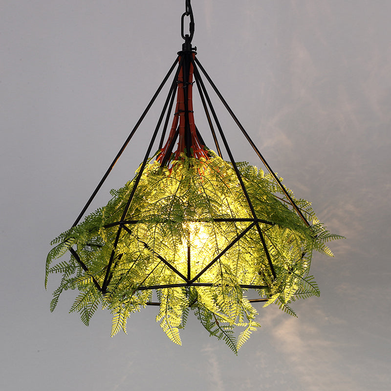 Black Metal Diamond Pendant LED Lamp for Restaurant - Industrial Down Lighting, Head 1, 15"/18"/23.5" Wide