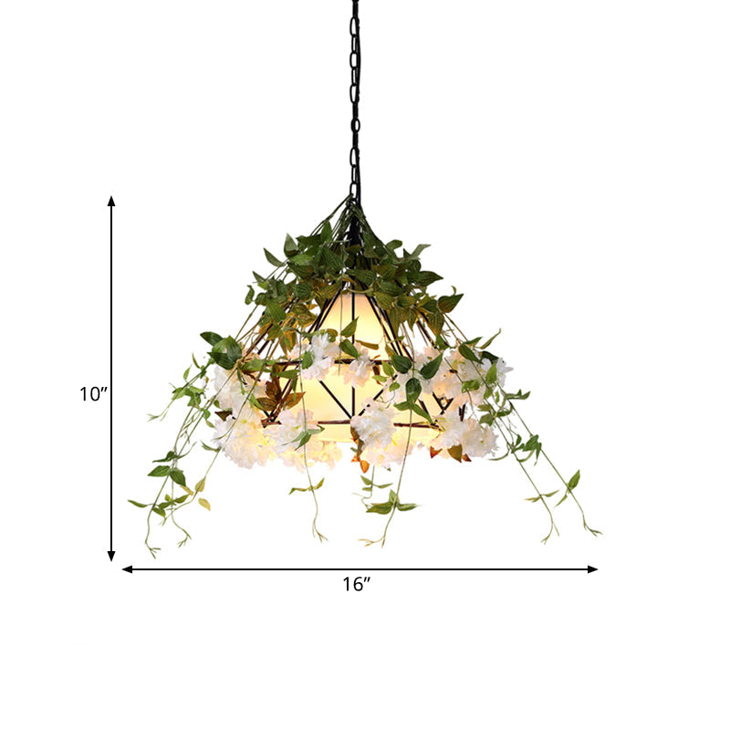 Industrial Diamond Metal Pendant Light In Black - Led Downlight For Restaurants 16/19.5/23.5 W