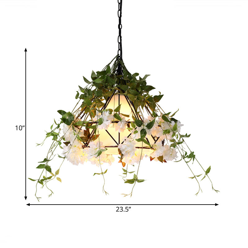Industrial Diamond Metal Pendant Light In Black - Led Downlight For Restaurants 16/19.5/23.5 W