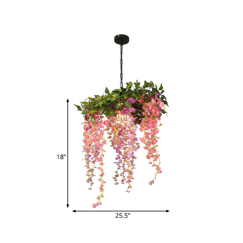 Metal Pink Industrial Pendant Lamp With Led Down Lighting - Perfect For Restaurants
