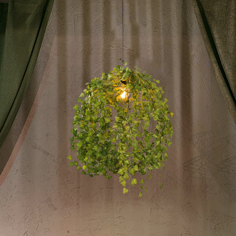 Lampe suspendue industrielle à LED en métal - Lampe à suspension sphérique pour restaurant, verte, diamètre 12"/23,5", 1 ampoule