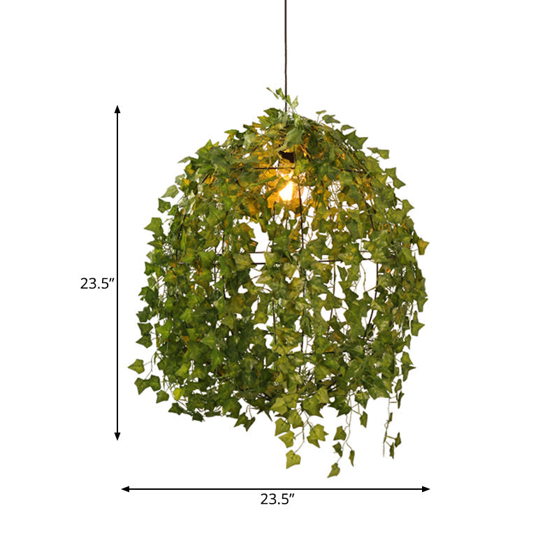 Lampe suspendue industrielle à LED en métal - Lampe à suspension sphérique pour restaurant, verte, diamètre 12"/23,5", 1 ampoule