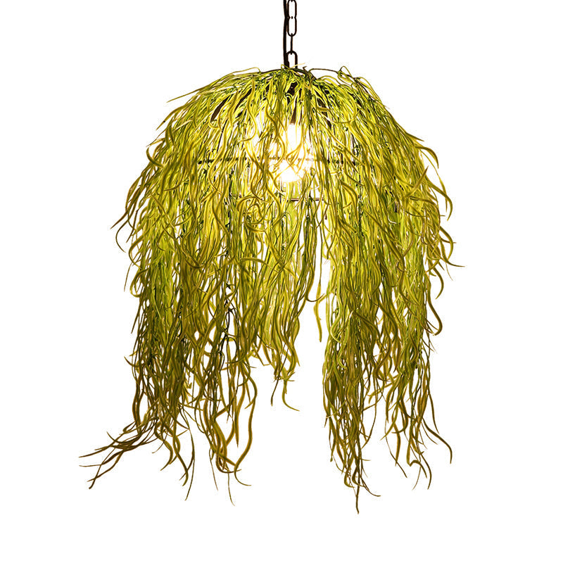 Industrial Seaweed Pendant Light For Restaurants - Metal Black Ceiling Lamp (1 Head)