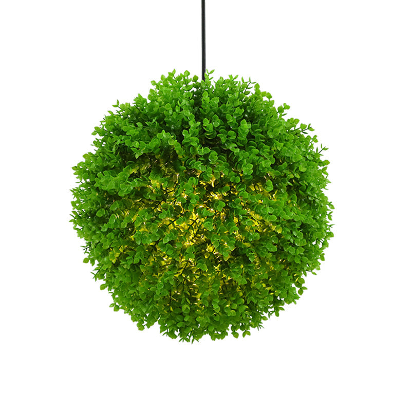 Industrial Metal Globe Pendant Light With Green Led Plant 1-Light Suspension Lamp - 14/18 Dia
