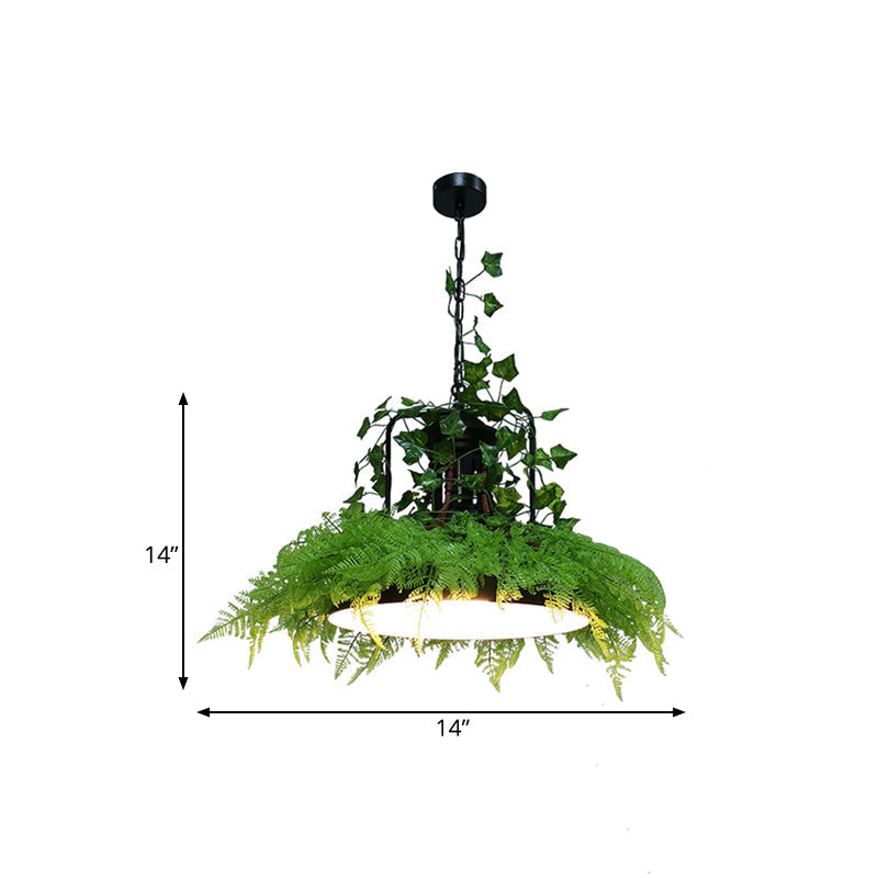 Industrial Metal Black Barn Ceiling Suspension Lamp LED Plant Pendant Light, 14"/18"/21.5" W - Perfect for Restaurants