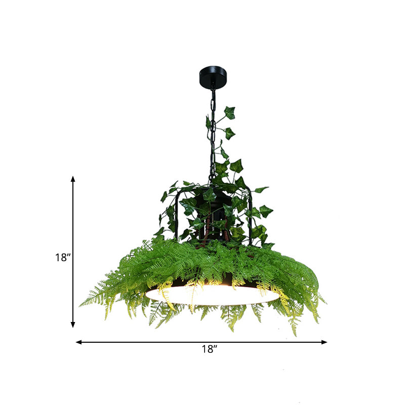 Industrial Metal Pendant Light With Led Plant Bulb For Restaurants - Black Barn Ceiling Lamp In 3