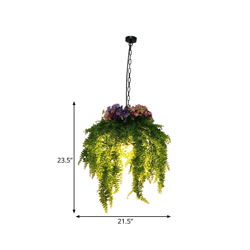 Vintage 1-Light Green Metal Plant Drop Lamp: Restaurant Led Pendant Lighting