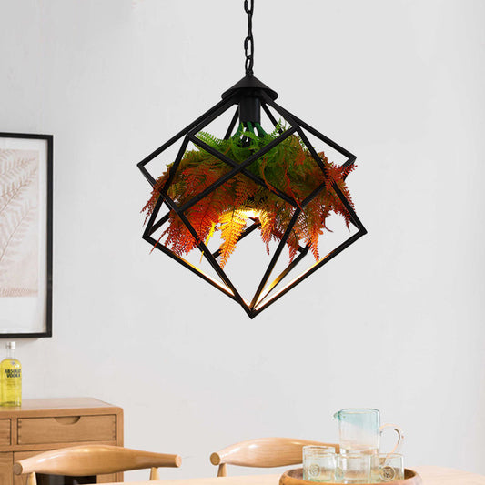 Modern Industrial Pendant Light with Geometric Design and LED Bulb - 16"/18.5" Wide