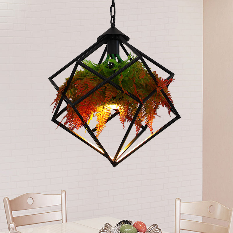 Suspension industrielle moderne avec design géométrique et ampoule LED - 16"/18,5" de large