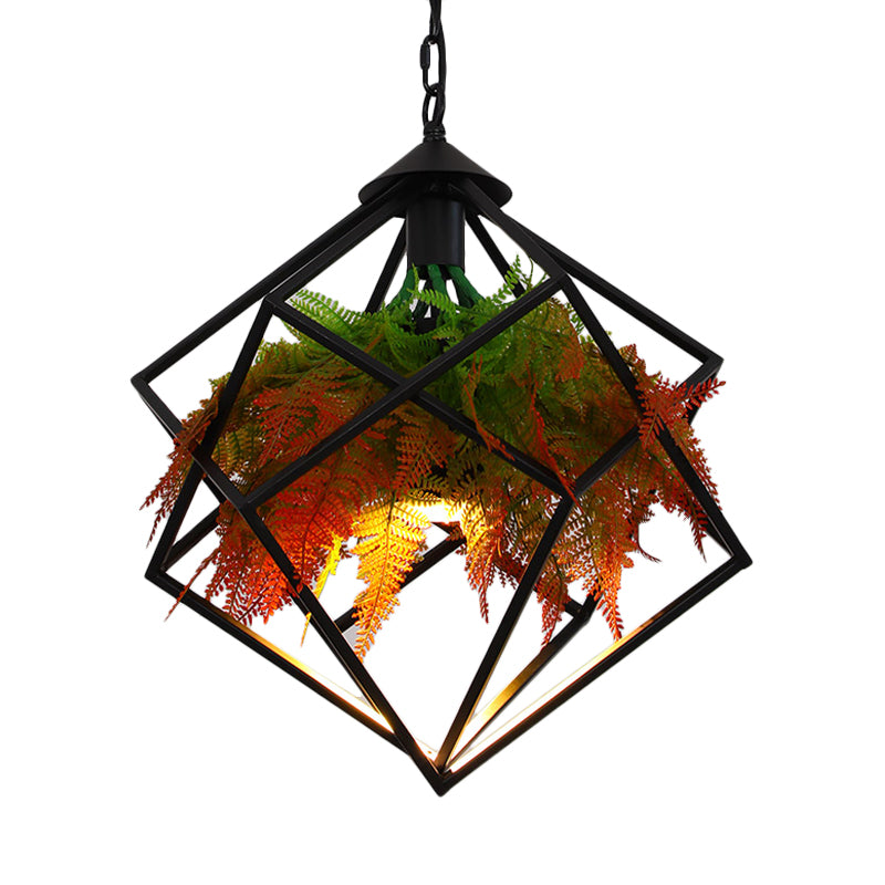 Modern Industrial Pendant Lighting - Geometric Metal Design Black Led 1 Bulb 16/18.5 Wide
