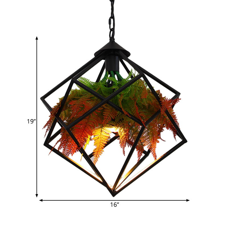 Modern Industrial Pendant Lighting - Geometric Metal Design Black Led 1 Bulb 16/18.5 Wide