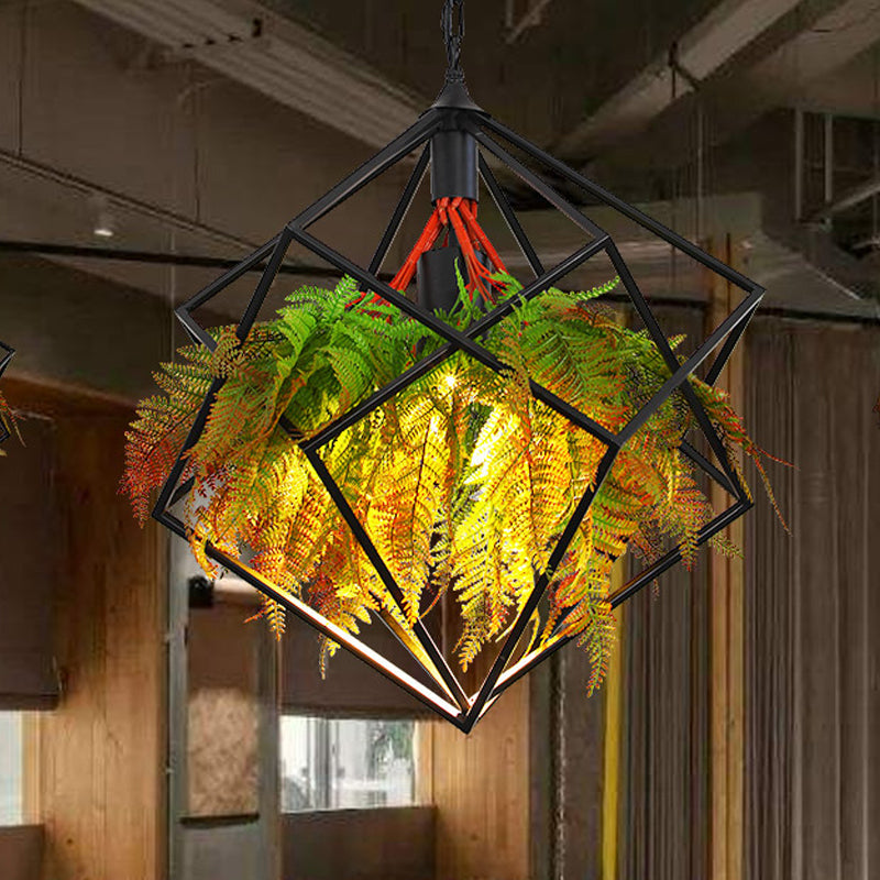 Suspension industrielle moderne avec design géométrique et ampoule LED - 16"/18,5" de large