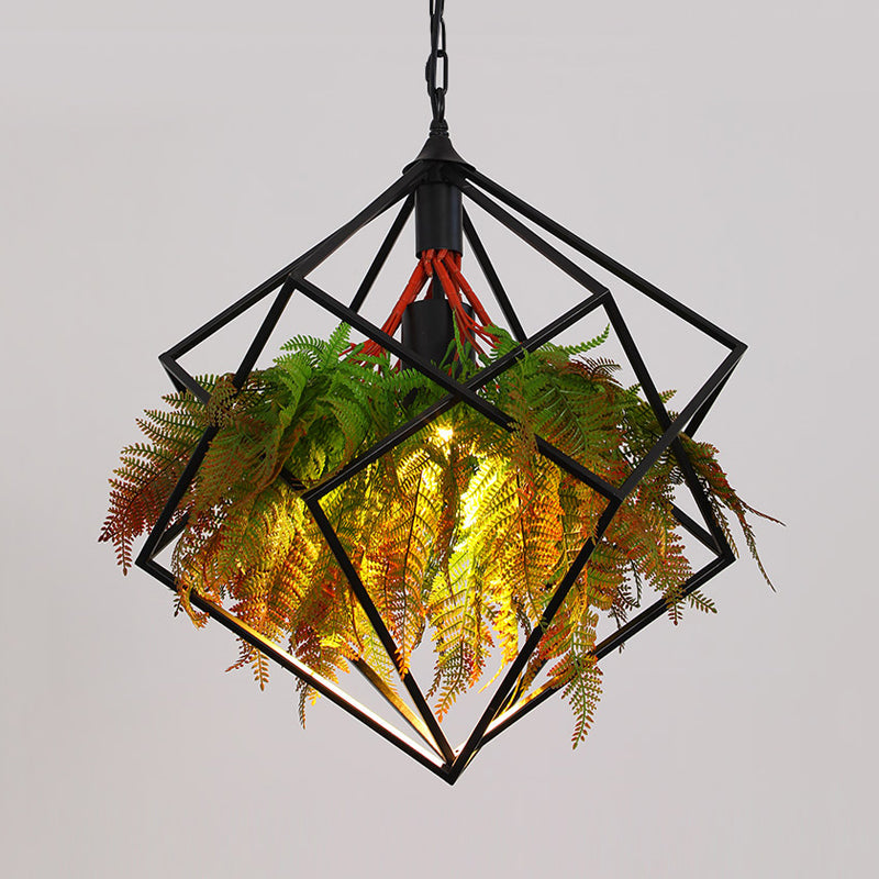 Suspension industrielle moderne avec design géométrique et ampoule LED - 16"/18,5" de large