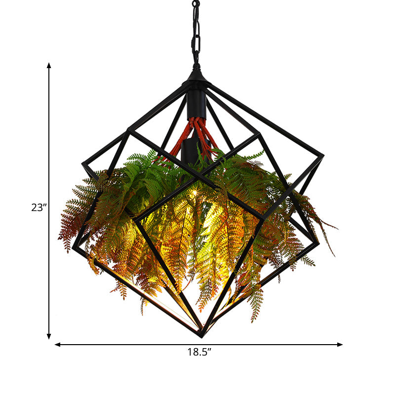Suspension industrielle moderne avec design géométrique et ampoule LED - 16"/18,5" de large
