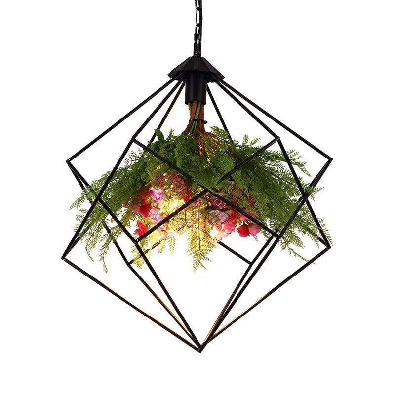 Lampe suspendue géométrique industrielle en noir - Plafonnier LED en métal (16"/19,5"/23,5" de large)