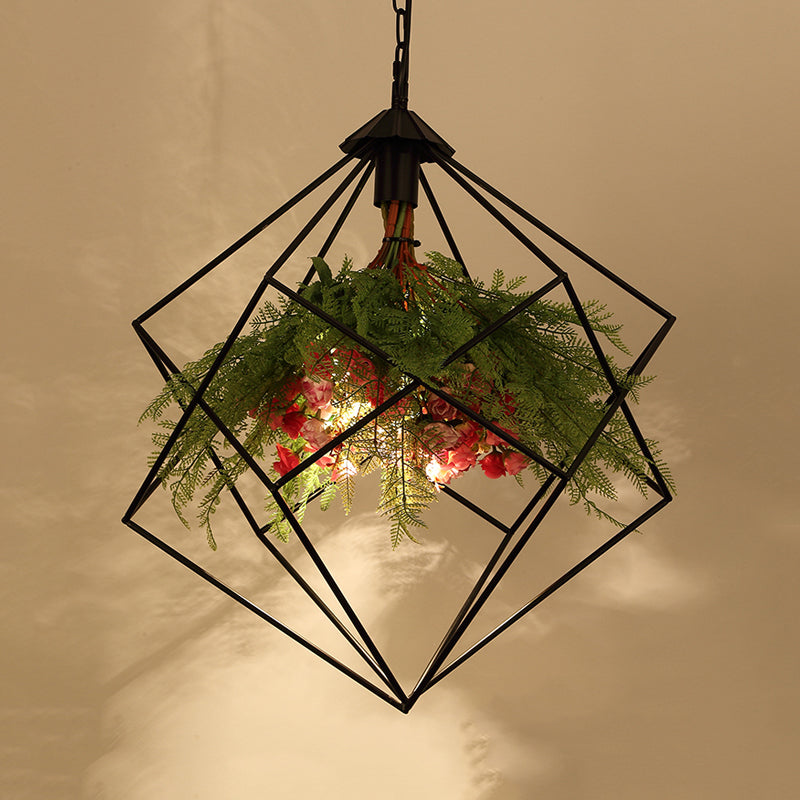 Lampe suspendue géométrique industrielle en noir - Plafonnier LED en métal (16"/19,5"/23,5" de large)