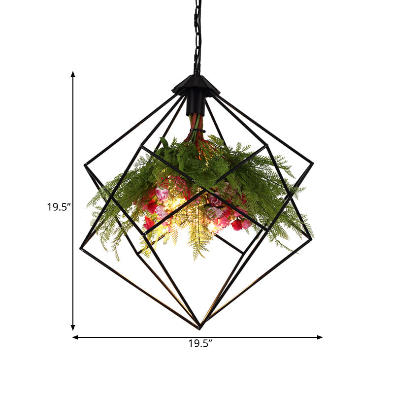 Lampe suspendue géométrique industrielle en noir - Plafonnier LED en métal (16"/19,5"/23,5" de large)