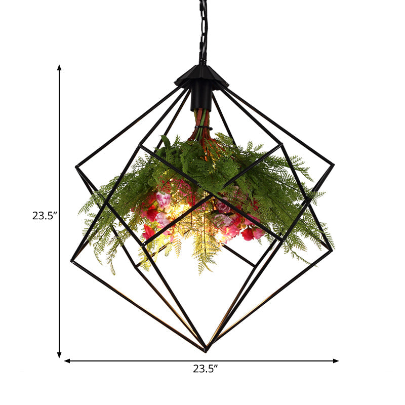 Lampe suspendue géométrique industrielle en noir - Plafonnier LED en métal (16"/19,5"/23,5" de large)