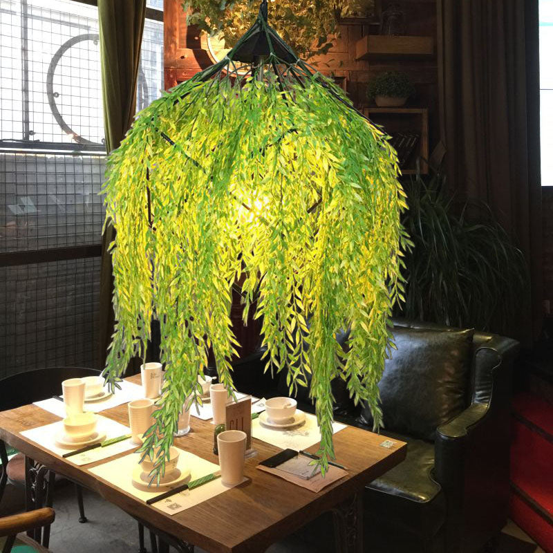 Vintage Black Metal Led Pendant Hanging Light Fixture For Restaurants - 18/21.5 W 1-Bulb Caged Plant