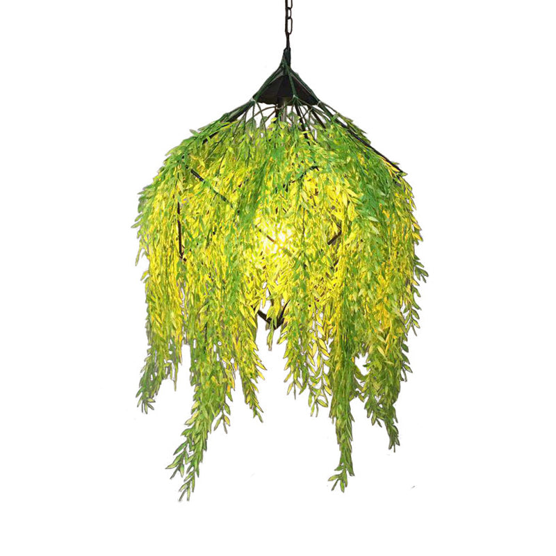 Suspension vintage en métal noir avec accent végétal pour restaurant - 1 ampoule, LED, 18"/21,5