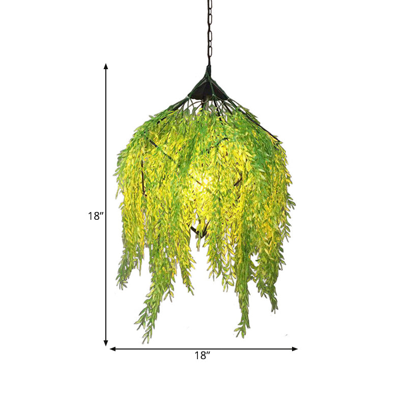 Suspension vintage en métal noir avec accent végétal pour restaurant - 1 ampoule, LED, 18"/21,5