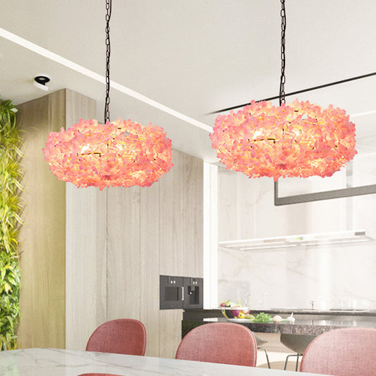 1 Bulb Industrial Flower Down Lighting Pendant Light in Black for Restaurants - Metal LED Fixture