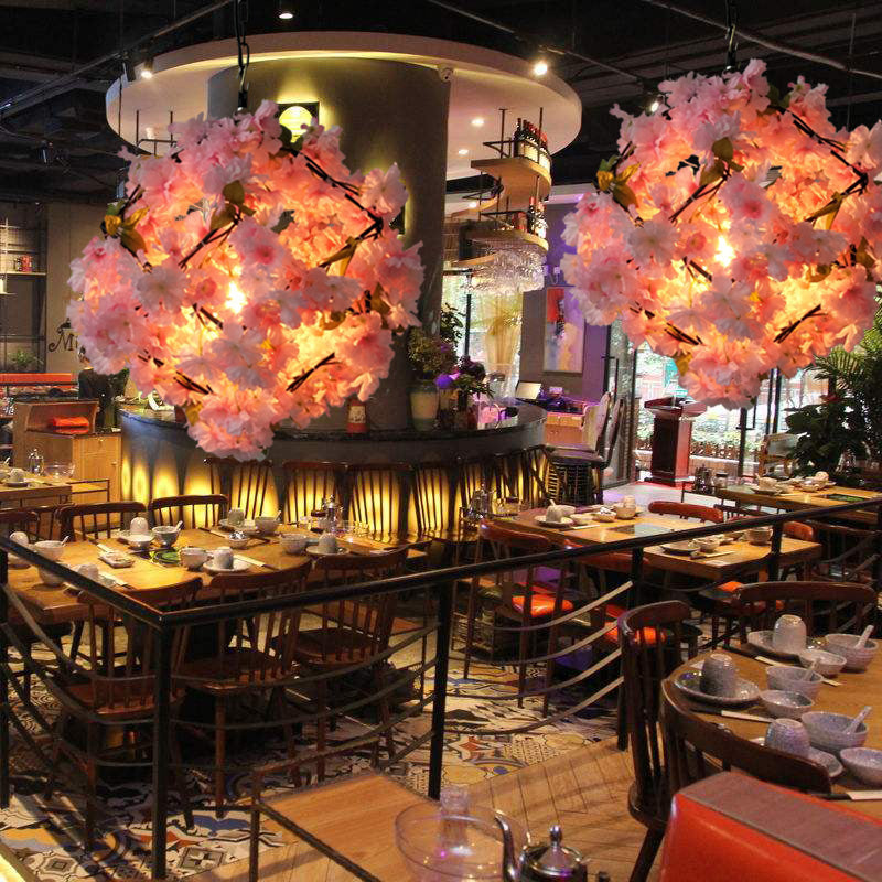 Cherry Blossom Restaurant Pendant Light - Industrial Metal, 1-Light, Black, Hanging Ceiling Lamp (19.5"/23.5" Dia)