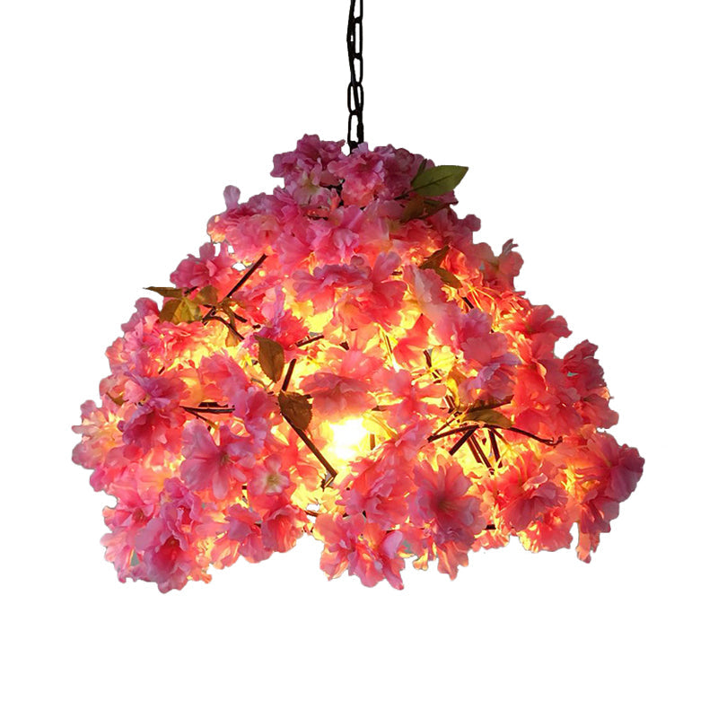 Vintage Blossom Black Metal Pendant Light - 1 Head Suspension Lamp For Restaurant 15/18/23.5 Wide