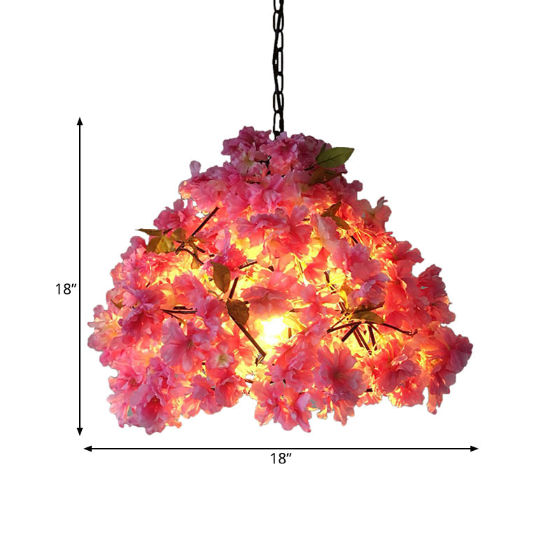 Vintage Blossom Suspension Lamp in Black - Metal Pendant Light for Restaurants - 15"/18"/23.5" Wide