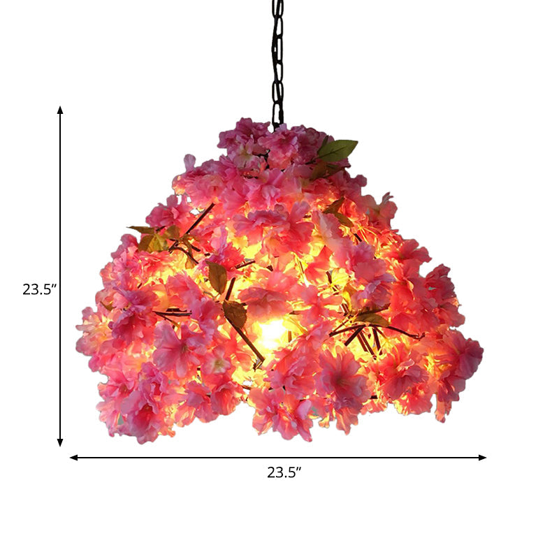 Vintage Blossom Black Metal Pendant Light - 1 Head Suspension Lamp For Restaurant 15/18/23.5 Wide