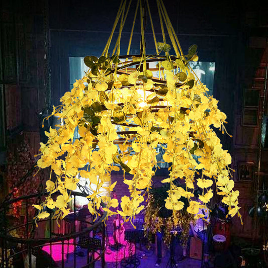 Industrial Black Blossom Pendant LED Light for Restaurant with Metal Drop and 1 Bulb