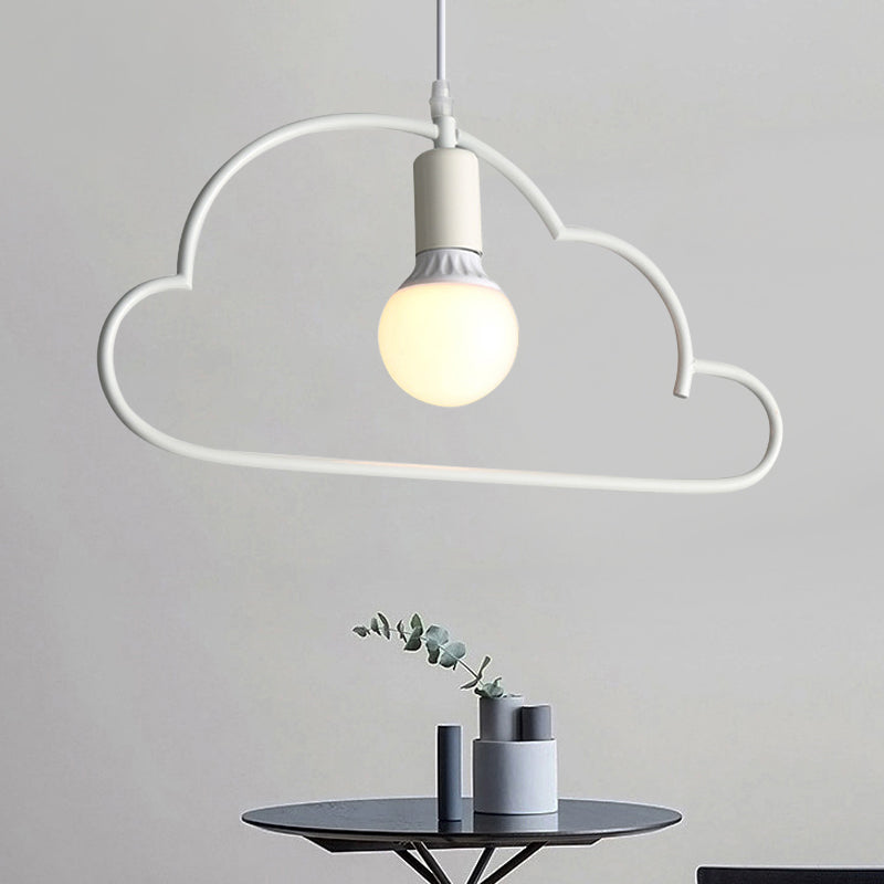 Modern Cloud Pendant Ceiling Lamp with Metal Finish - White, 1 Bulb