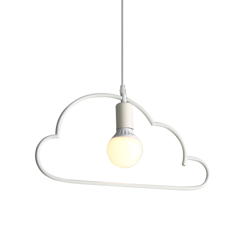 Modern Cloud Pendant Ceiling Lamp with Metal Finish - White, 1 Bulb