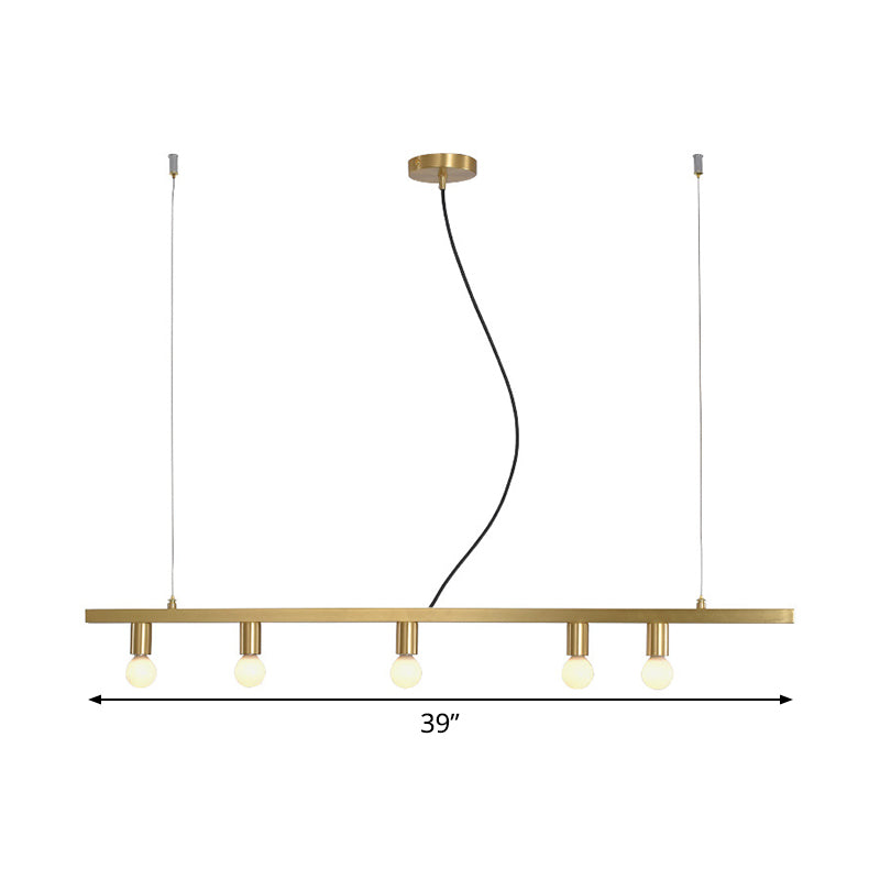 Postmodern Brass Linear Down Lighting Chandelier - Hanging Pendant for Dining Table