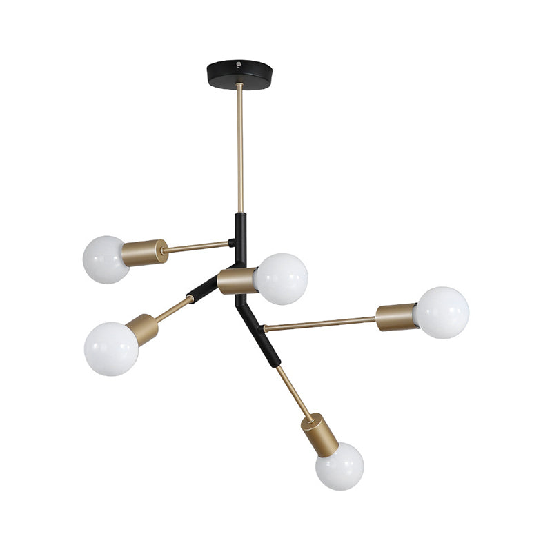 Minimalist Metallic Branch 5-Light Brass Chandelier for Living Room - Ceiling Lighting