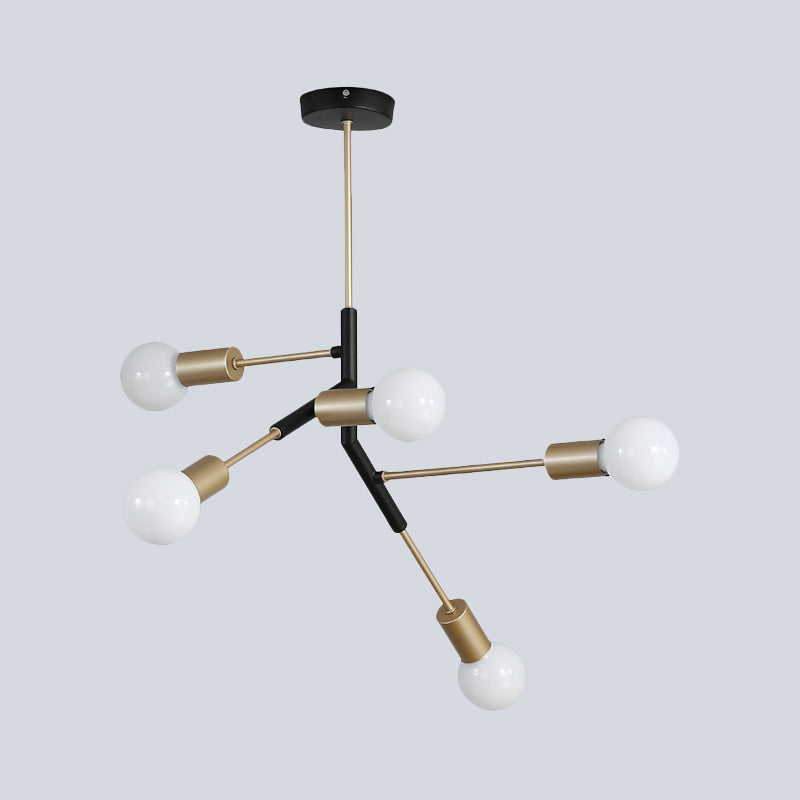Minimalist Metallic Branch 5-Light Brass Chandelier for Living Room - Ceiling Lighting