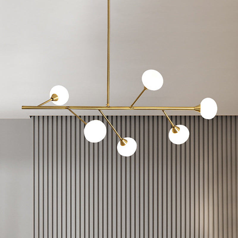 Simple Iron 6-Bulb Hanging Chandelier in Brass - Branch Pendant Light for Living Room
