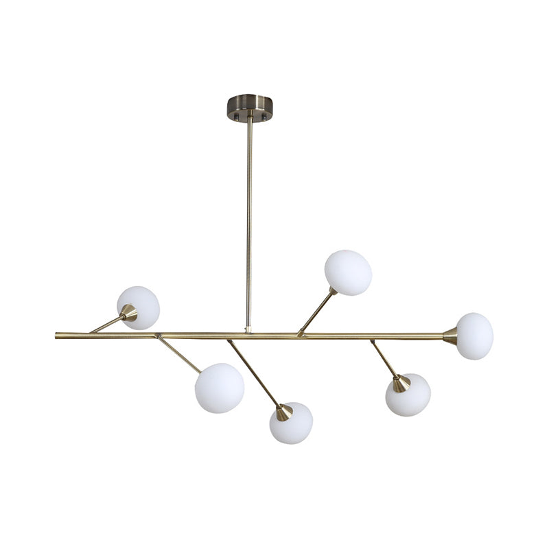 Simple Iron 6-Bulb Hanging Chandelier in Brass - Branch Pendant Light for Living Room