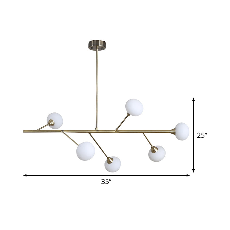 Simple Iron 6-Bulb Hanging Chandelier in Brass - Branch Pendant Light for Living Room