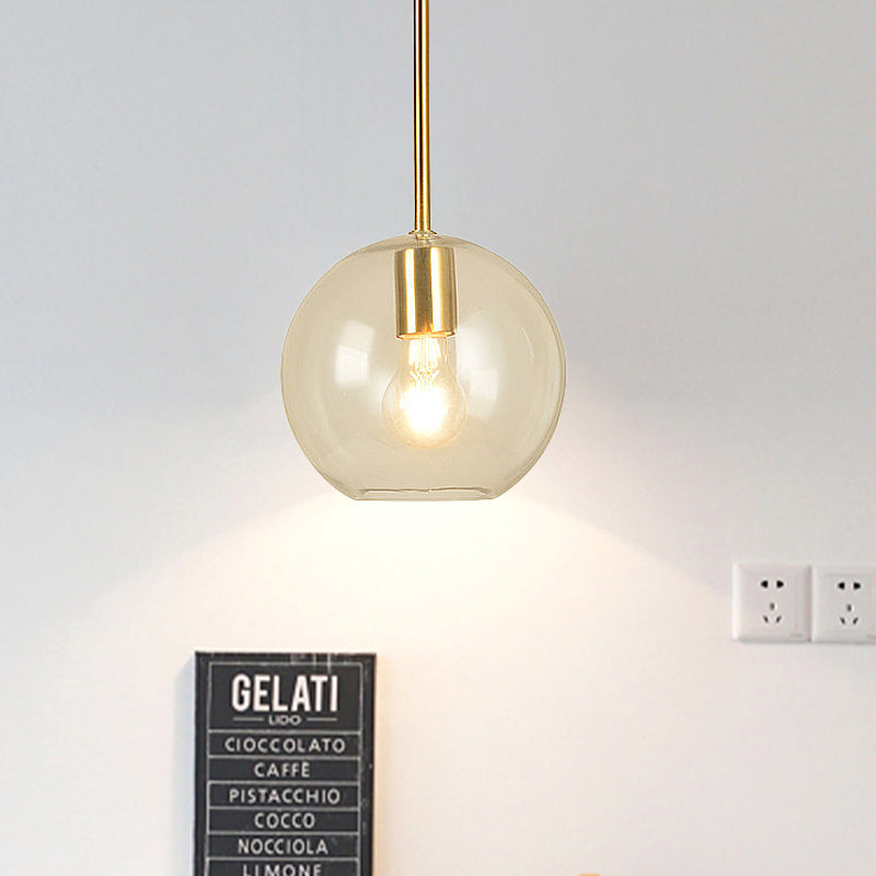 Modern Glass Globe Pendant Light - 1 Head, 8"/12" Wide - Stylish Dining Room Hanging Lamp Kit