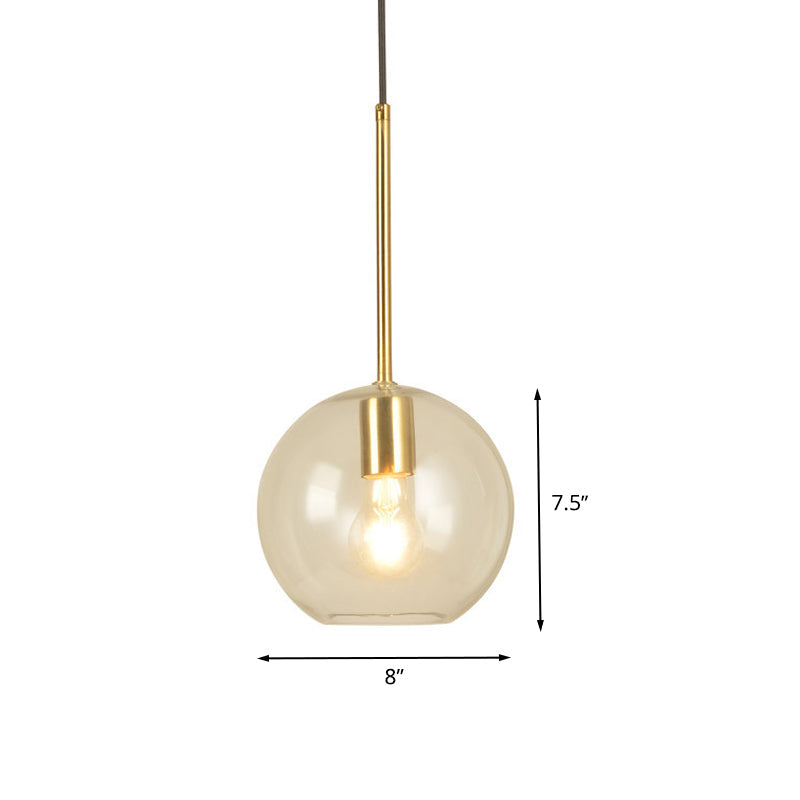 Modern Glass Globe Pendant Light - 1 Head, 8"/12" Wide - Stylish Dining Room Hanging Lamp Kit