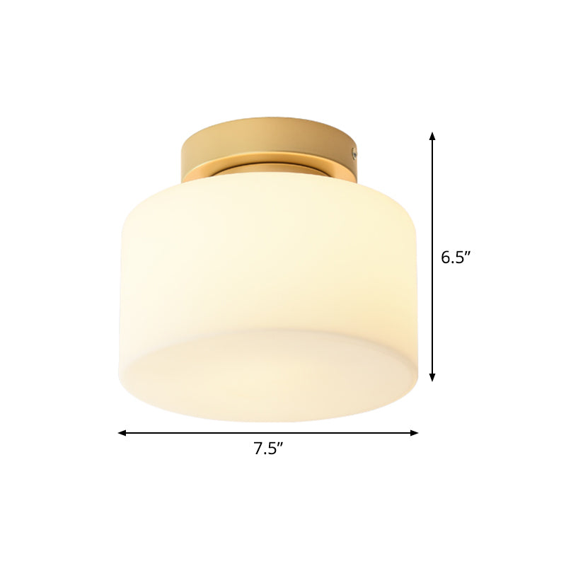 Minimalist Brass Jar Flush Mount with Frosted Glass Shade
