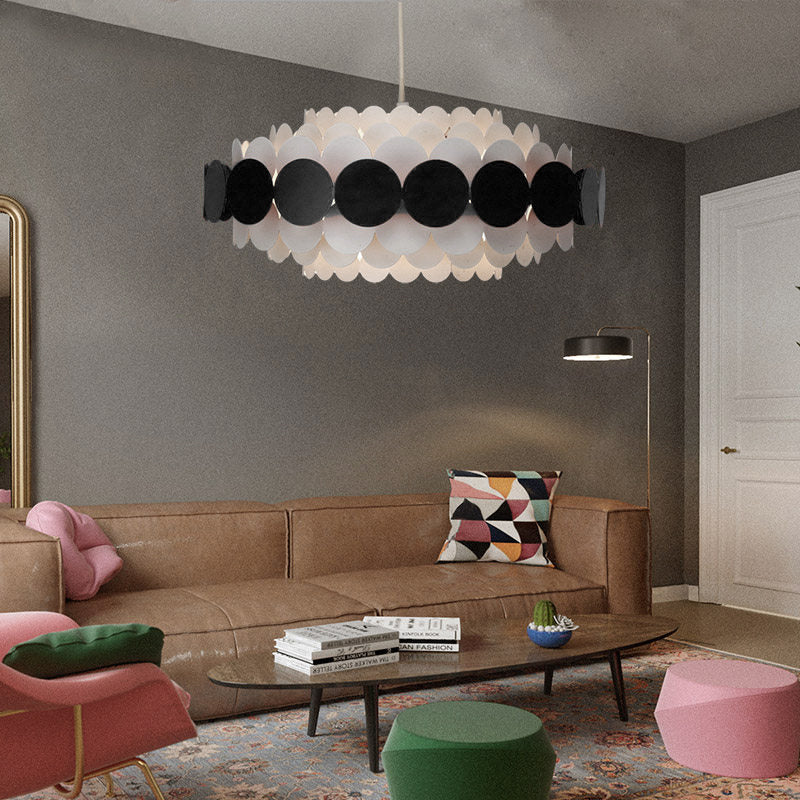 Contemporary LED Acrylic Oval Chandelier - Wide Black/Blue/Red Pendant Lamp