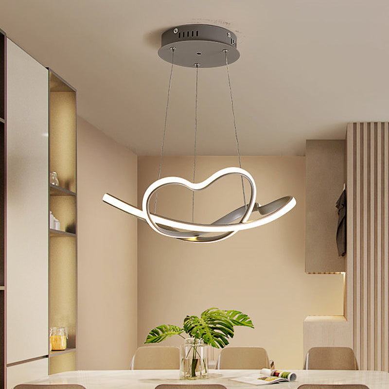 Modernist LED Hanging Light Kit - 16"/19.5" Wide, Grey Twisted Chandelier Lamp with Acrylic LEDs (White/Warm Light)