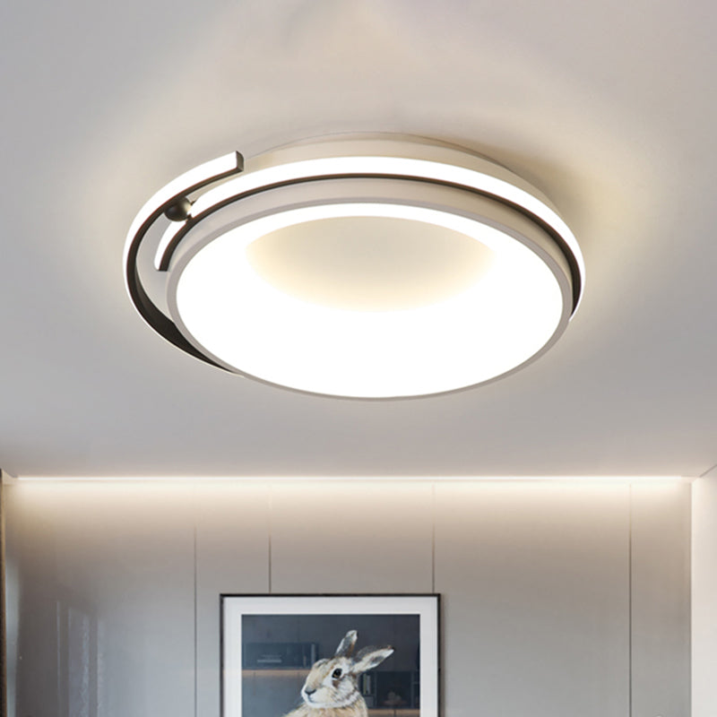 Plafonnier LED contemporain pour salon - Abat-jour rond en acrylique, finition noire/grise, éclairage chaud/blanc/neutre, 12,5"/16"/21,5" de large