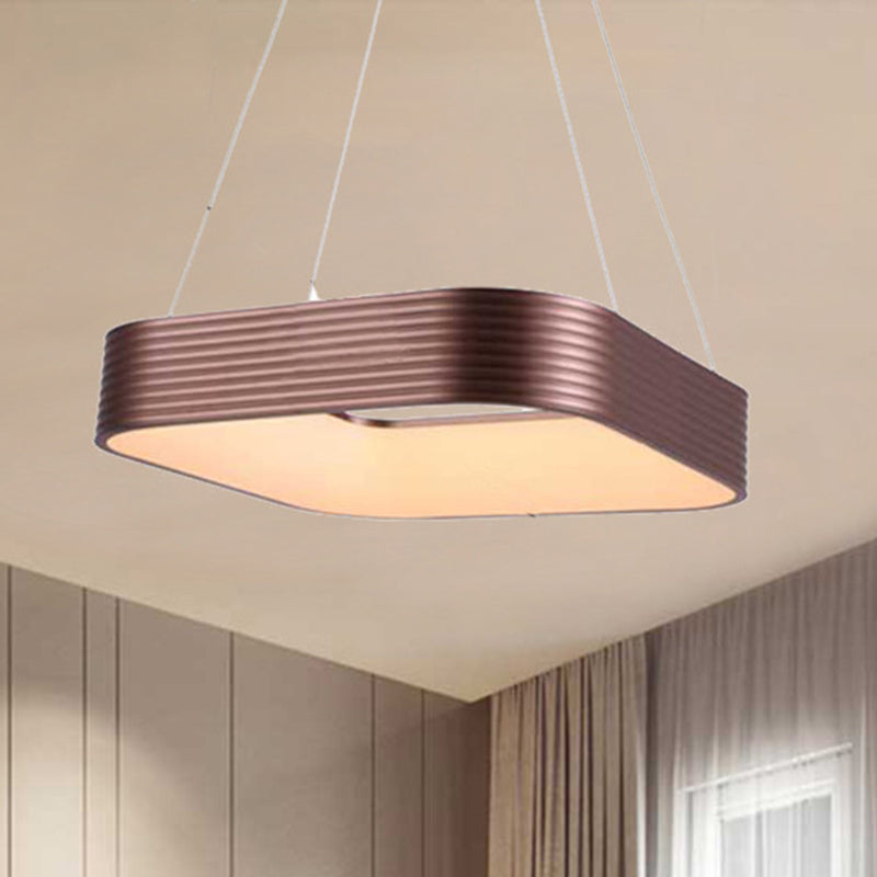 Contemporary Rose Gold Square LED Suspension Pendant Light - 18"/23.5" Wide