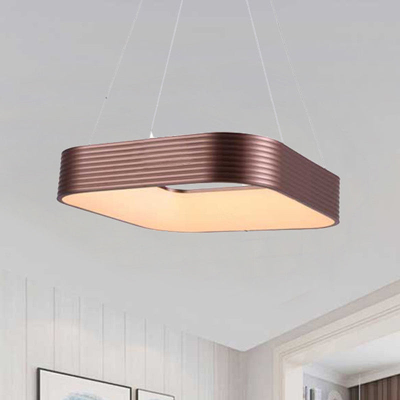 Contemporary Rose Gold Square LED Suspension Pendant Light - 18"/23.5" Wide